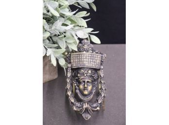 Vintage Bacchus With Grape Draped Door Knocker, Vine Leaf Wreath Striker