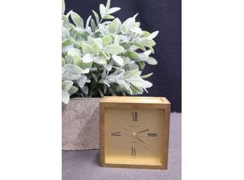 Tiffany & Co. Brass Case Gold-tone Dial Square Desk Clock, Swiss Made ( Battery Operated )