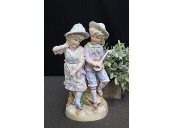 Vintage Old World  Serenade Courting Young Couple Porcelain Figurine