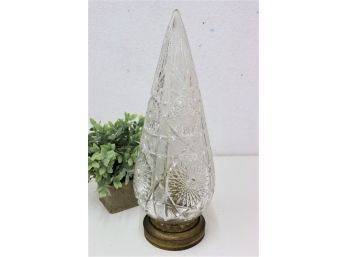 Extraordinary Vintage Starburst & Cross Hatch Cut Glass Teardrop Table Lamp