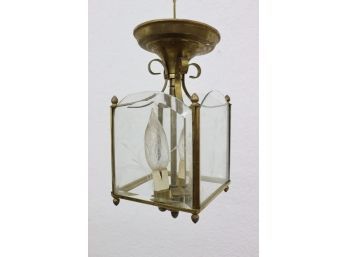 Vintage Artolier Etched Glass And Brass Post Lamp