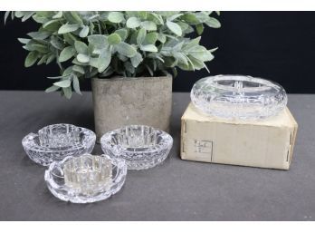 Collection Of Vintage Hand Cut Crystal Ashtrays And Salt Cellars