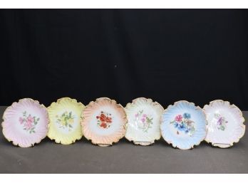 Set Of 6 Art Nouveau Style Plates In Pastels Mix, T & V France (reproduction Limoges Mark)