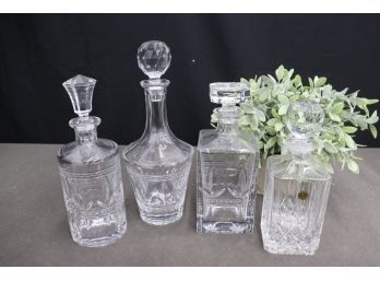 Collection Of 4 Sophisticated Cut Crystal Decanters - Including RCR Italia, Royal Limited