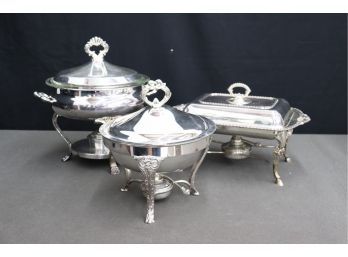 Three Silver Plated Warming Stands