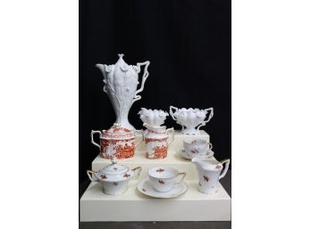 Group Lot Of Coffee/Tea Pots & Sugar/Creamers  Porcelain, Bone China - K & B, RC Derby, And German Marks