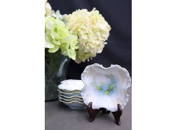 Set Of 6 RC Monbijou Hand Painted Porcelain Quatrefoil Bowls