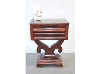 Empire Style  Mahogany Veneer Double Scroll Front Two Drawer Stand