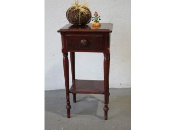 French County Style Mahogany Nightstand With Drawer And Bottom Shelf - Genuine Solid Mahogany Stamp