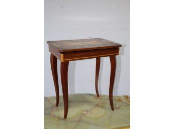 Rococo Revival Style Mahogany And Marquetry Music Box Side Table With Hidden Drawer