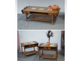 Mid Century Meets Colonial Williamsburg Coffee Table With Two Matching End Tables