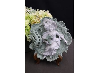 Mint & Celadon Bisque Jasperware French Marie Antoinette Wall Hanging