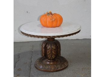 Neo-Renaissance Style Marble Round Top On Braided Edge Low Table On Weeping Acanthus  On Round Base