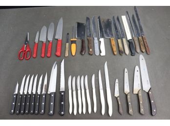 Numerous Group Lot Of All Manner Of Kitchen Kitchen Knives