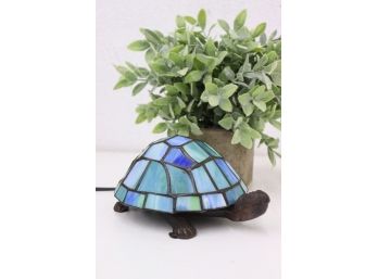 Stained Leaded Glass Tortoise Accent Lamp