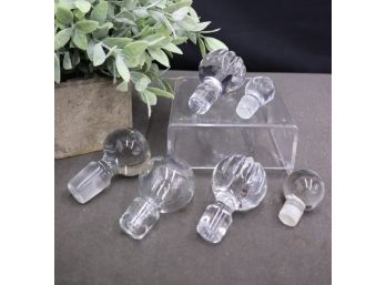 Group Lot Of Crystal And Glass Decanter Finials And Bottle Stoppers