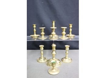 Nice Collection Group Lot Of Brass Candlestick Holders