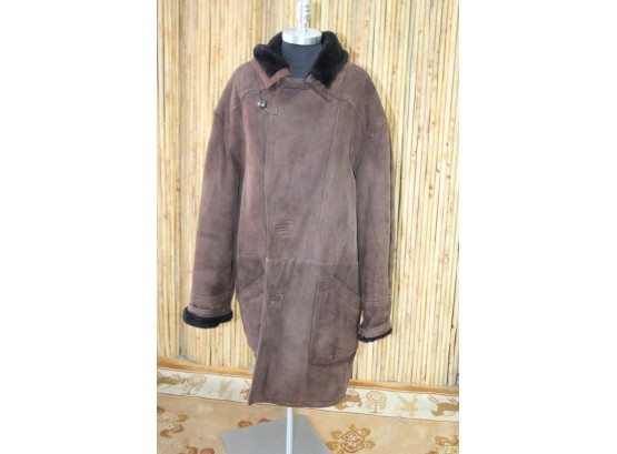 Brown Shearling Overcoat Rafel Brothers New York Size 44