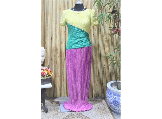 Saks Fifth Avenue Pleated Polychrome Mermaid Dress