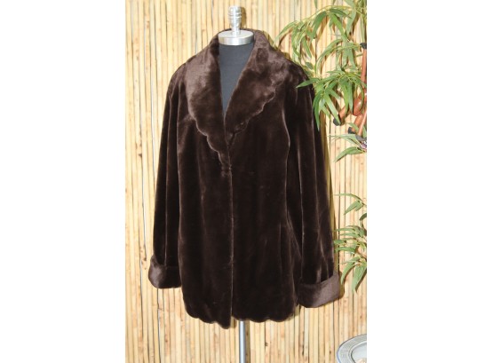 Dennis Basso FAUX Fur Brown Coat -New ( Never Used )