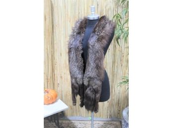 Vintage Brown Fox Fur Stole With Head On The Back