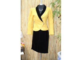 Vintage Ungaro Parallele Paris Yellow & Black Jacket/skirt Suit Set