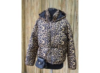 Leopard Print Puffer Jacket-Hooded -NEW