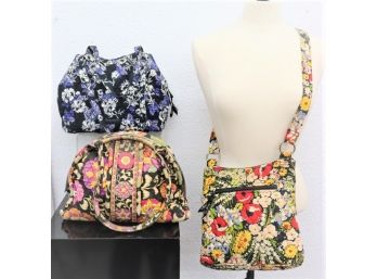 Three Very Happy Multi-color Many Flowered Vera Bradley Bags