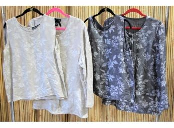 NEW, Never Worn -  Two Dialogue Bougainvilla Print Sleeveless Tank And Cardigan Sets - Grey And Blue