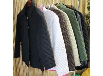 Rack Lot Of Classic Diamond Quilted Jackets: Saks Fifth Avenue, Chaps, Carole Little & Others