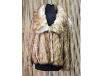 NEW -No Label - Lined Broad Collar Fur Jacket