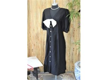 Vintage Black  Morton Myles  With A White Bow Dress