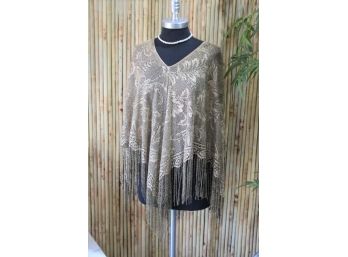 Joanna Lace Fringed Floral Poncho