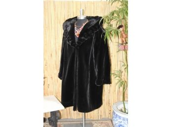 Black Jones New York Faux Fur Hoodie Coat -size 2X