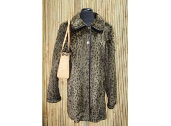 Dennis By Dennis Basso Faux Leopard Coat - NEW -never Used