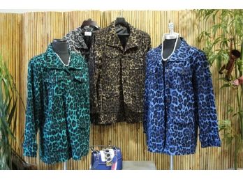 Group Of Four Linea By Louis Dell Olio Small Animal Print Jacket Coats-New (Never Used )