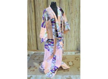 Vintage FP In Tokyo Cotton Patchwork Kimono - Size 58 Inches In Length