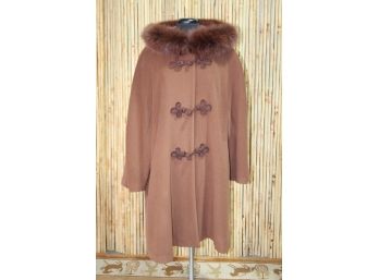 Electre Hooded Fur Wool Coat