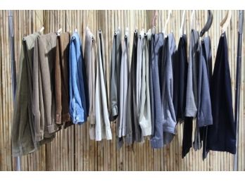 Rack Lot Of Men's Fall & Winter Trousers - Pleated And Flat Front - Brooks Brothers, Jos. A Bank, Etc
