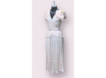 Carol Peretz Damask Ruffle Skirt And Floral Shoulder Top Set