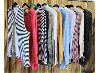 Rack Lot Of Colors And Stripes And Solids - Woman's Tops - Long Sleeves, Vests, Etc.