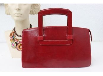 MONSAC Burgundy Leather Handbag And Matching Wallet