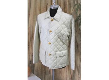 New - White Quilted Button Front Barn Jacket