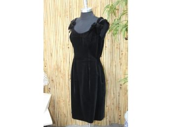 Vintage Black Velvet Off The Shoulder Cocktail Dress