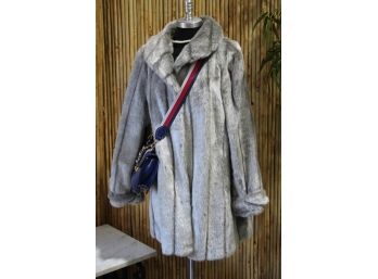 Dennis Basso Silver Gray Faux Fur Coat-NEW (never Used )