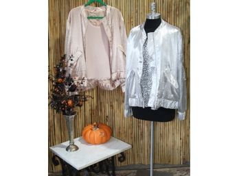 Two Light Pink & Silver  Metallic Bomber Jackets -NEW (Never Used)