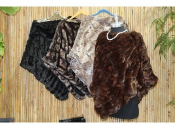 Group Lot Of Four Fabulous Furs By Donna Salyers -faux Fur Ponchos-NEW (never Used )