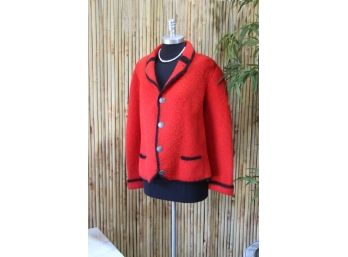 Made In Austria Red & Black Wool Jacket With Imp Hun Boh Reg M Theresia DGR Buttons