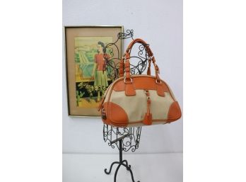 Vintage Marc Jacobs Orange Leather & Canvas Fabric Bag