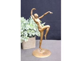 Modernist Deco-style Nude Dancer Metal Figurine